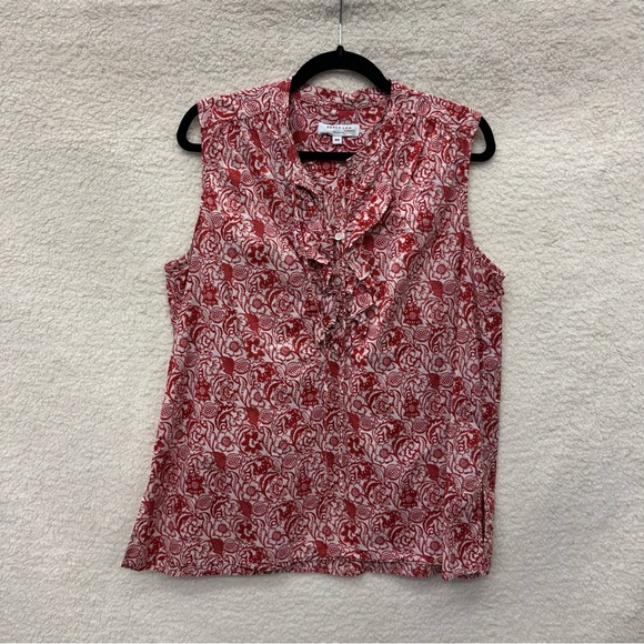 Size 48 (L/10) - DEREK LAM - Red Vintage Floral Top Rent the Runway $285 msrp - Picture 3 of 11